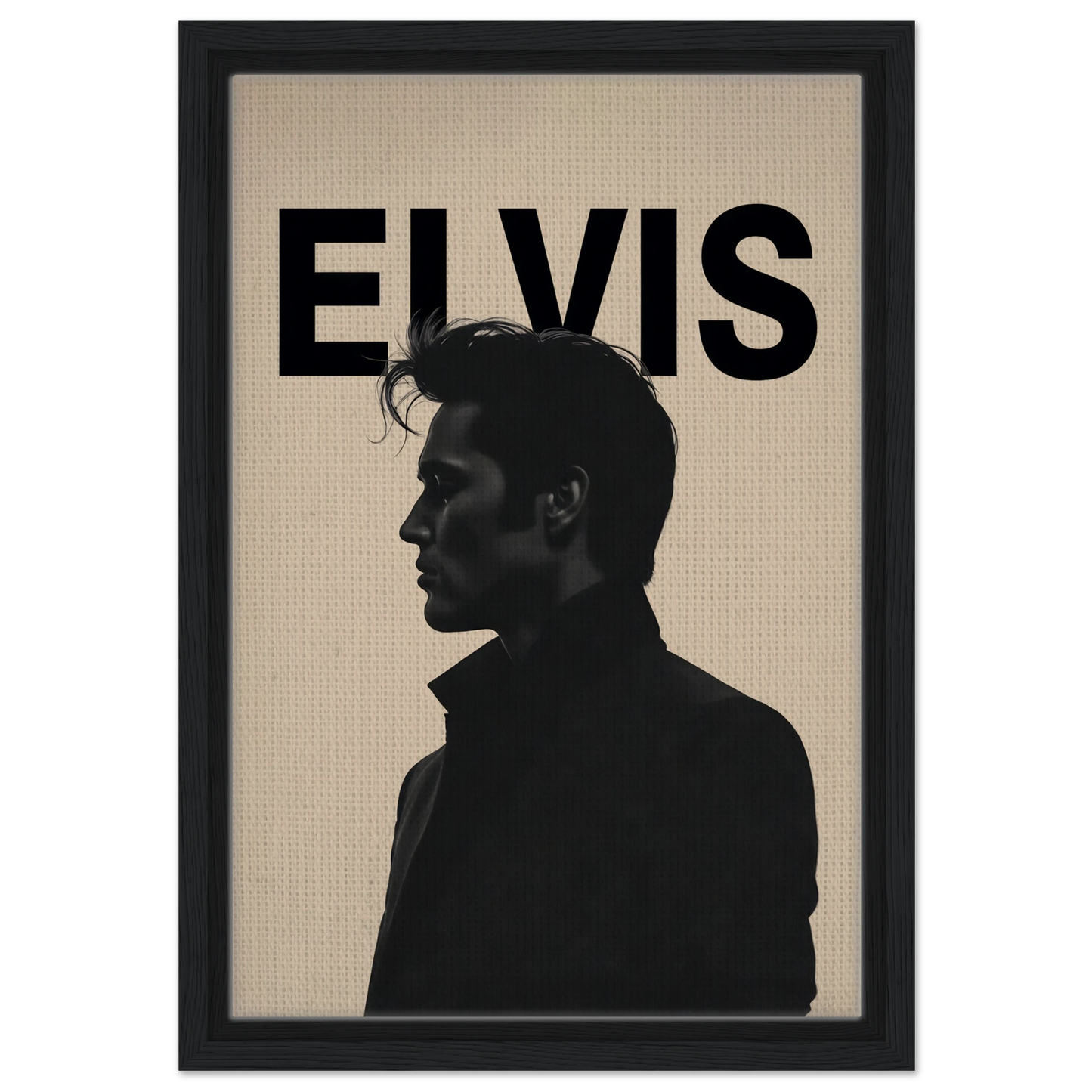 Young Elvis Presley Silhouette Art Print Black Wood Frame 30x45 cm 12x18″ Framed Canvas