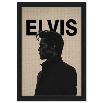 Young Elvis Presley Silhouette Art Print Black Wood Frame 30x45 cm 12x18″ Framed Canvas