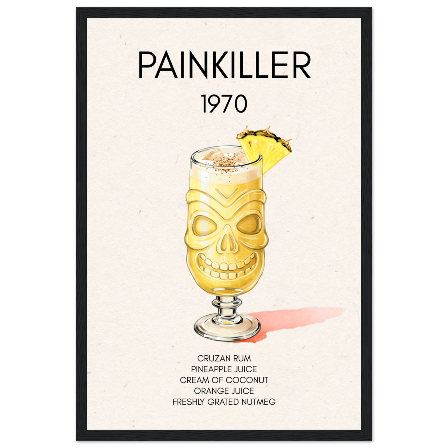 Painkiller Cocktail Bar Art Poster Print Black Wood Frame 30x45 cm 12x18″ Classic Matte Paper Wooden Framed Poster