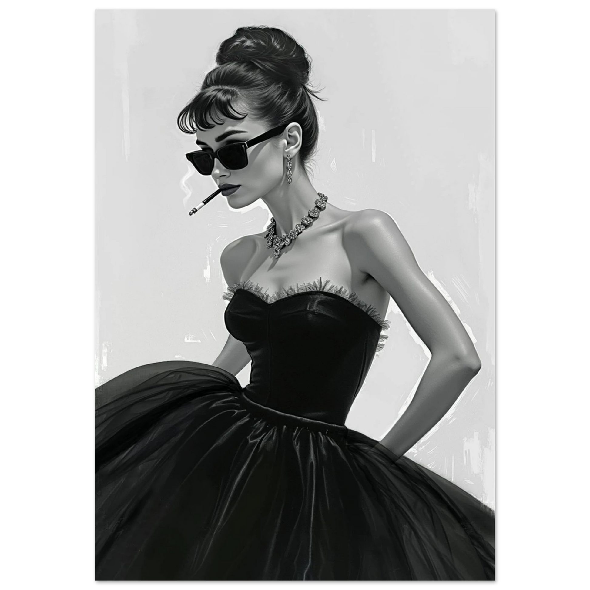 Audrey Hepburn Smoking Fashion Art Print No Frame 70x100 cm 28x40″ Classic Matte Paper Poster