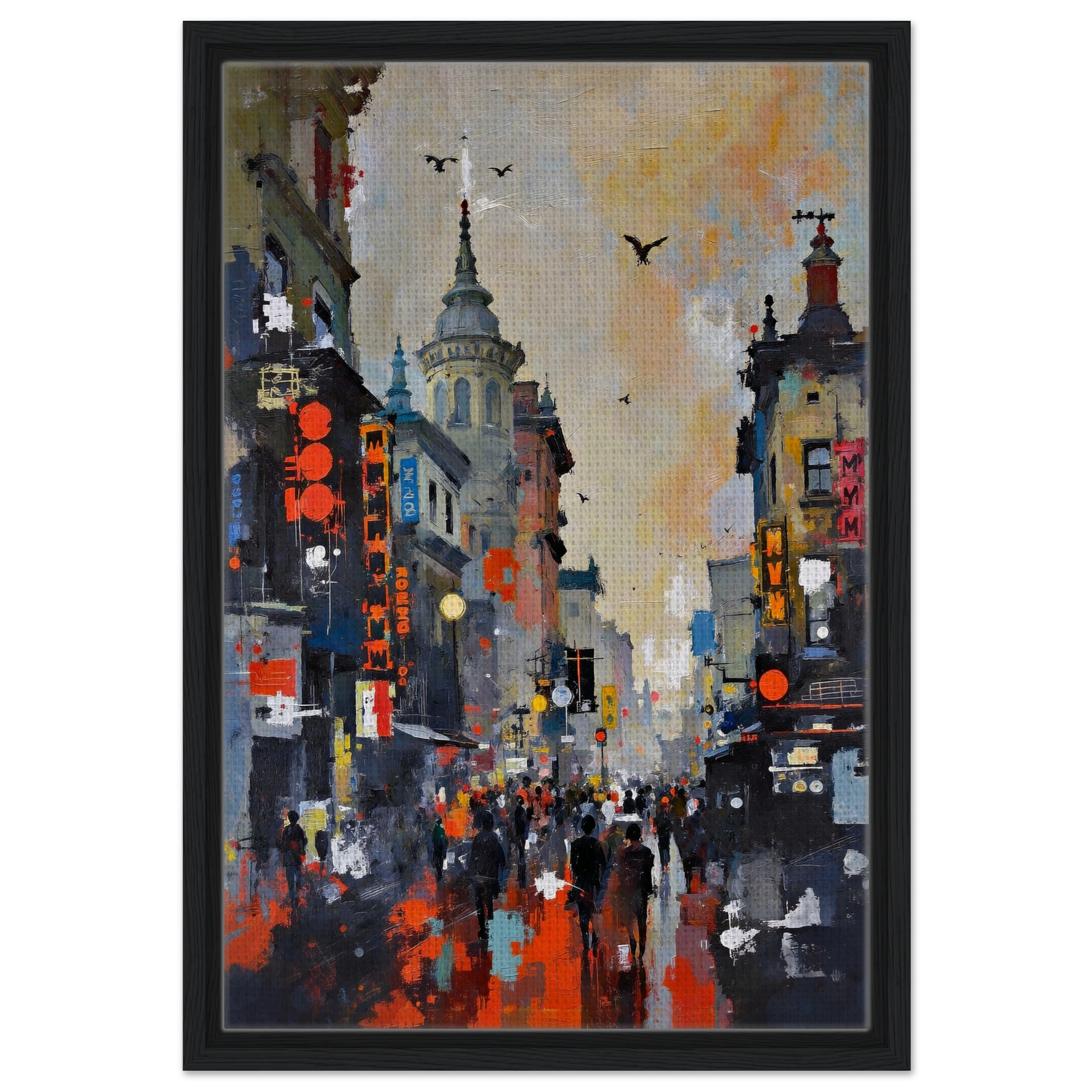 Gothic City Street Art Print - European Cityscape