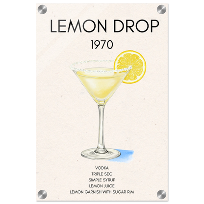 Lemon Drop Martini Cocktail Bar Art Print No Frame 30x45 cm 12x18″ Sleek Acrylic Print