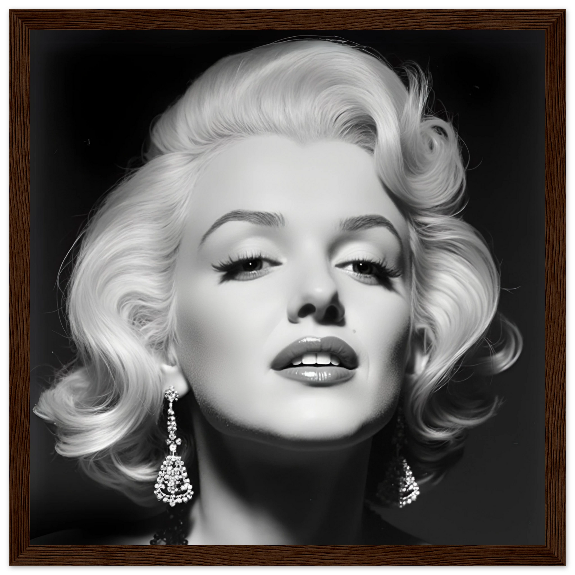 Marilynn Monroe Art Print Dark Brown Wood Frame 30x30 cm 12x12″ Premium Matte Paper Wooden Framed Poster