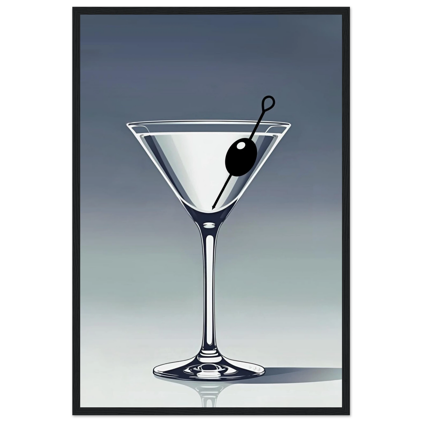 Retro Martini Cocktail Bar Art Print 40x60 cm 16x24″ Premium Matte Paper Wooden Framed Poster Black Wood Frame