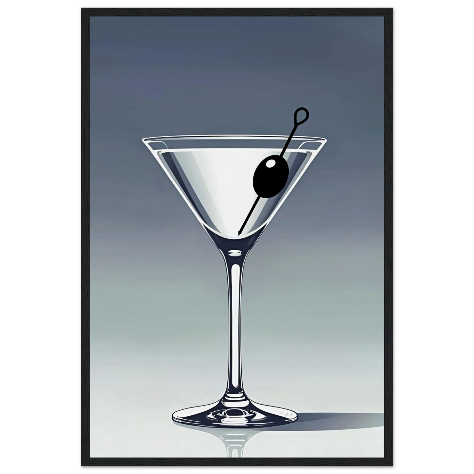 Retro Martini Lounge Cocktail Bar Art Print 40x60 cm 16x24″ Premium Matte Paper Wooden Framed Poster Black Wood Frame
