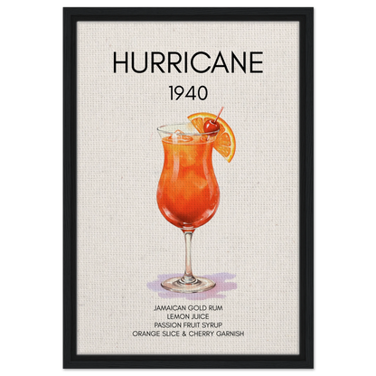 Hurricane Cocktail Bar Art Print Black Wood Frame 40x60 cm 16x24″ Framed Canvas