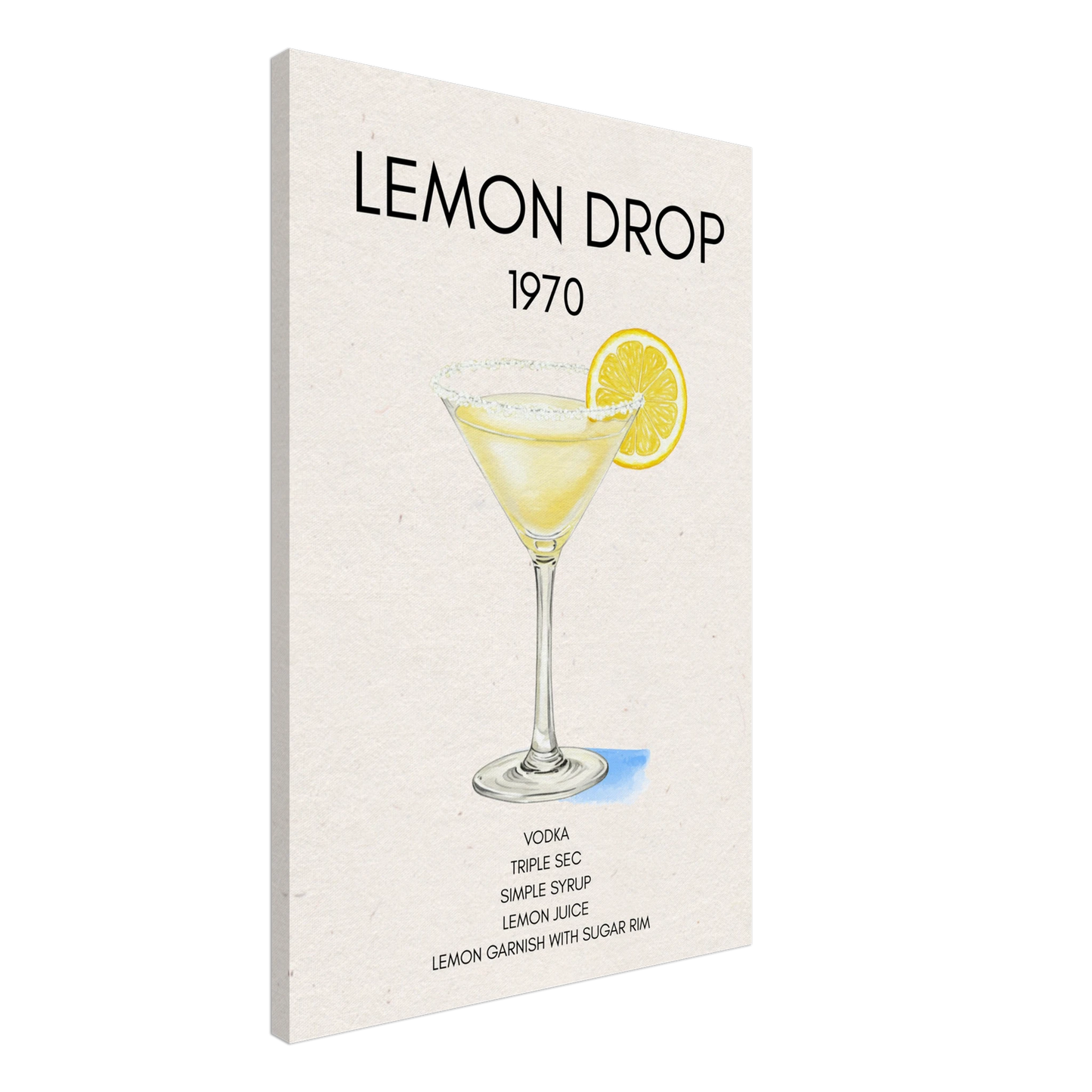 Lemon Drop Martini Cocktail Bar Poster Print No Frame 60x90 cm 24x36″ Gallery Wrapped Canvas
