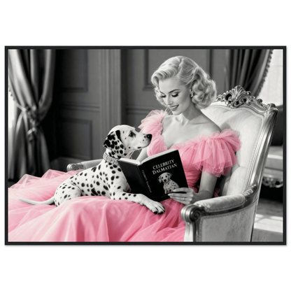 Hollywood Starlet Dalmatian Puppy Art Print 70x100 cm 28x40″ Museum-Quality Matte Framed Poster - Black Wood