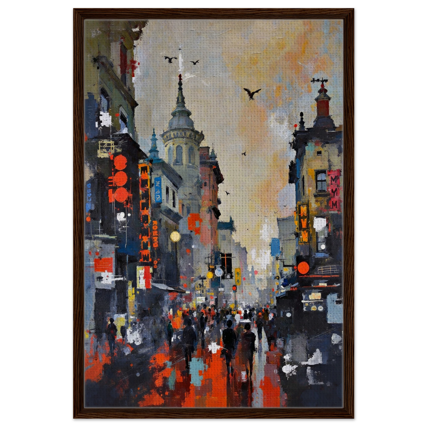 Gothic City Street Art Print - European Cityscape