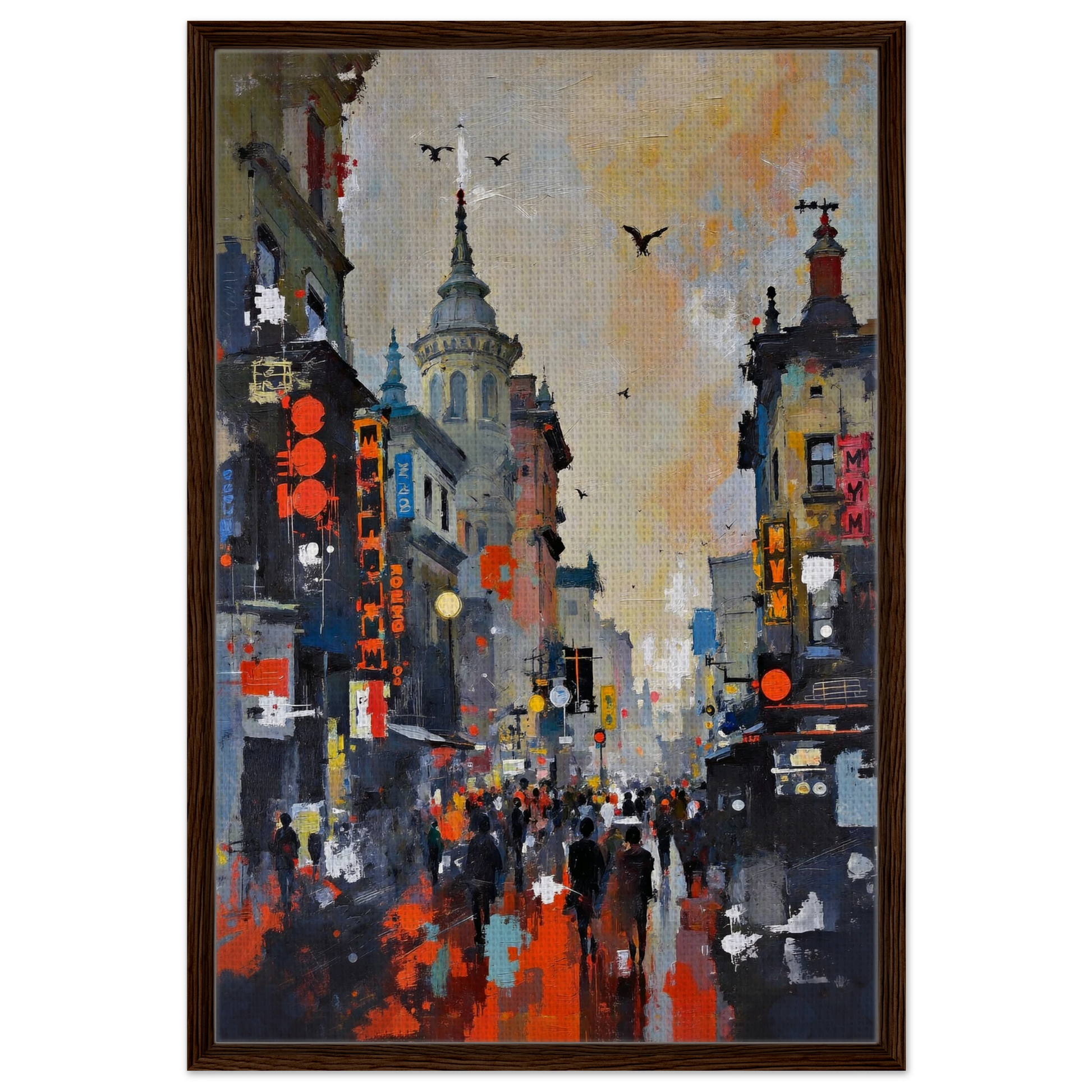 Gothic City Street Art Print - European Cityscape