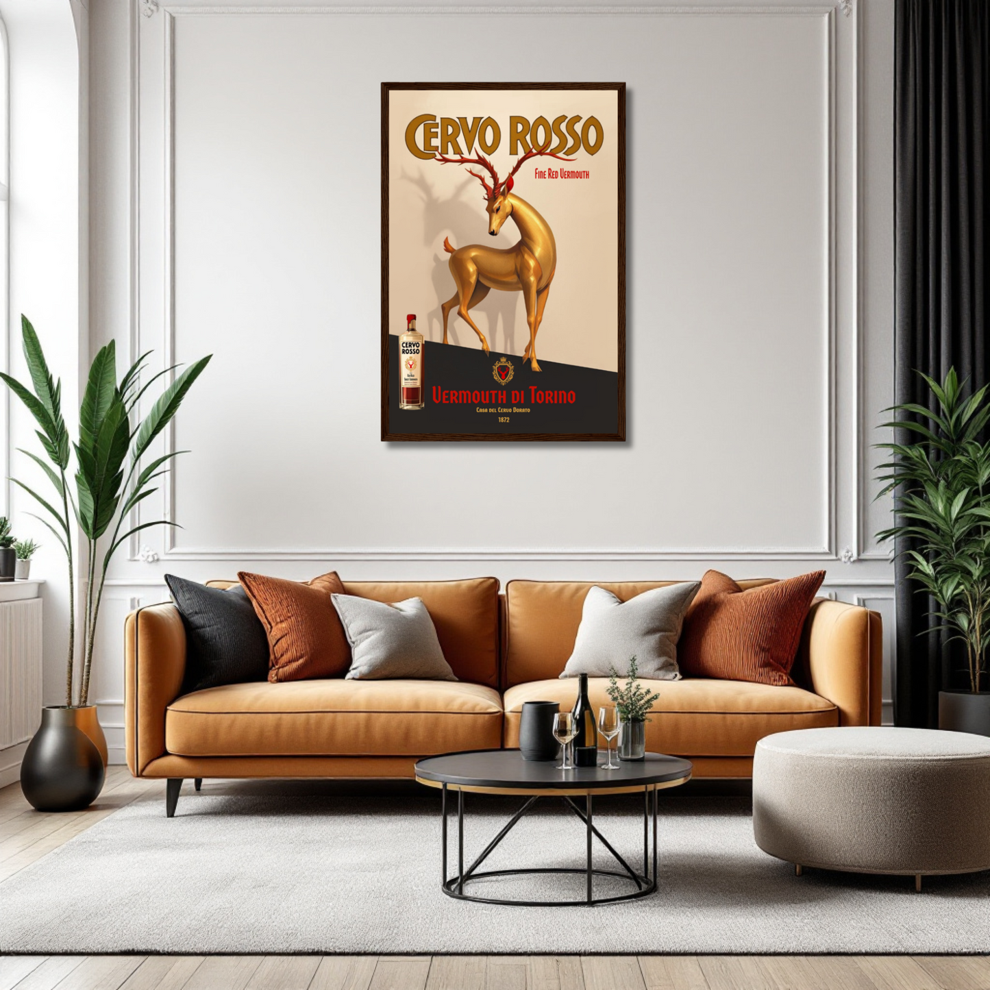 Art Deco Golden Deer Cocktail Bar Poster Print