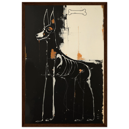 X-ray Skeleton Dog Abstract Art Poster Print 30x45 cm 12x18″ Museum-Quality Matte Paper Wooden Framed Poster Dark Brown Wood Frame