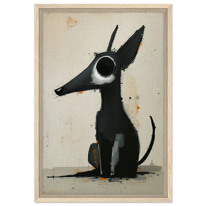 Big Eyed Abstract Dog Fine Art Print Light Wood Frame 40x60 cm 16x24″ Framed Canvas