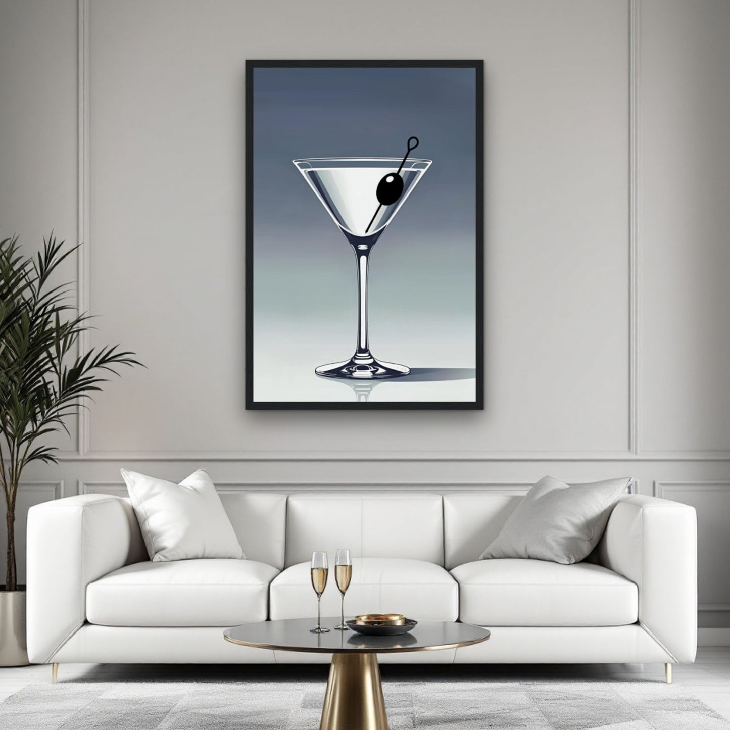 Retro Martini Lounge Cocktail Bar Art Print 30x45 cm 12x18″ Classic Matte Paper Wooden Framed Poster Black Wood Frame