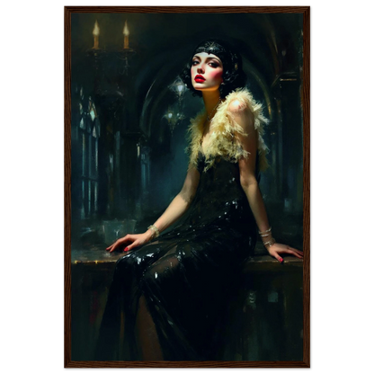Speakeasy 1920s Elegant Flapper Art Print 40x60 cm 16x24″ Museum-Quality Matte Paper Wooden Framed Poster Dark Brown Wood Frame