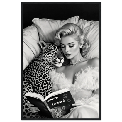 Hollywood Starlet Leopard Cat Art Print 60x90 cm 24x36″ Museum-Quality Matte Paper Wooden Framed Poster Black Wood Frame