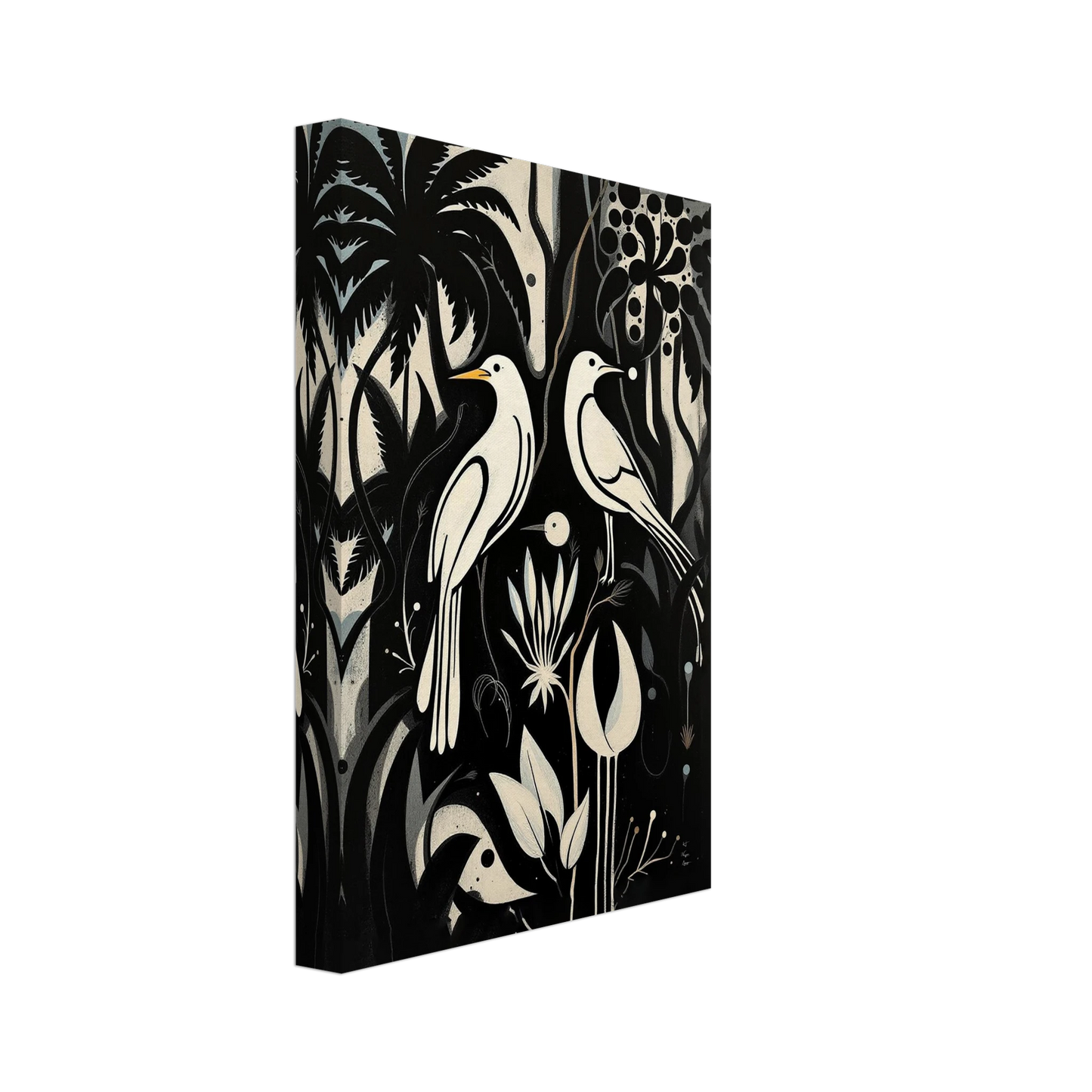 Black & White Minimalist Bird Art Print No Frame 20x30 cm 8x12″ Gallery Wrapped Canvas