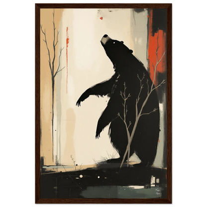 Abstract Bear Wildlife Art Print 30x45 cm 12x18″ Premium Matte Paper Wooden Framed Poster Dark Brown Wood Frame
