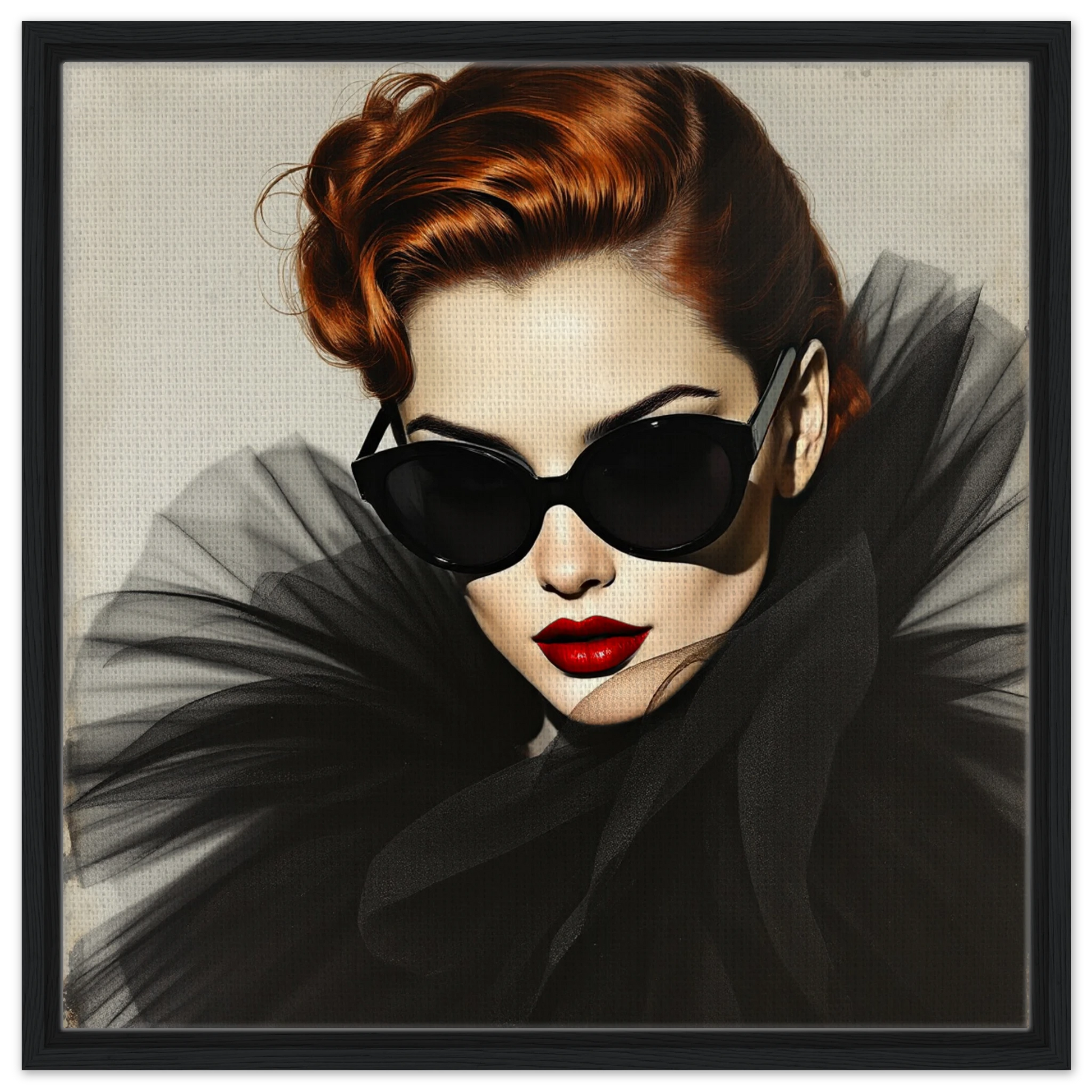 Femme Fatale Paris Runway Fashion Art Print 60x60 cm 24x24″ Framed Canvas