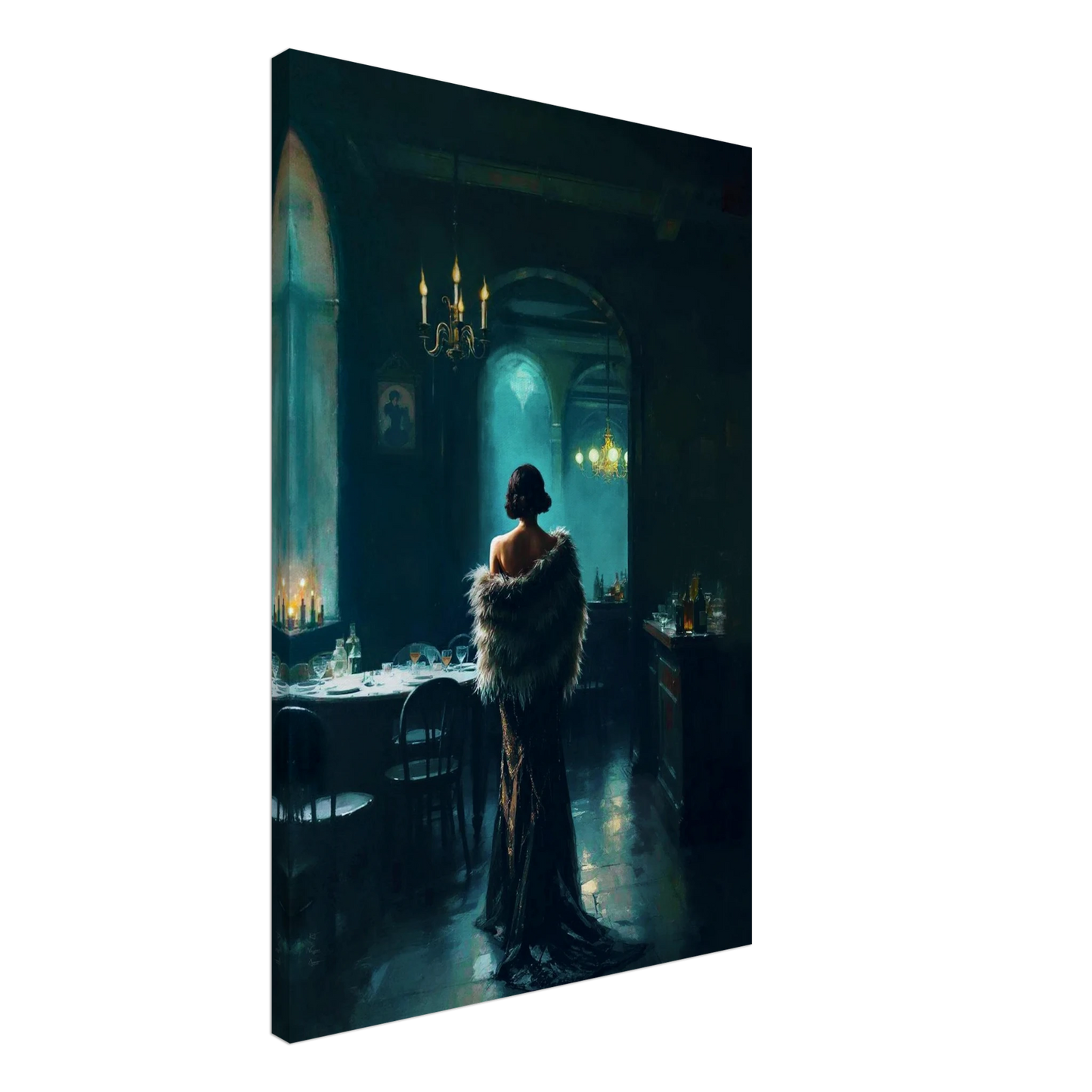 Moody Speakeasy Flapper Bar Art Print No Frame 60x90 cm 24x36″ Gallery Wrapped Canvas