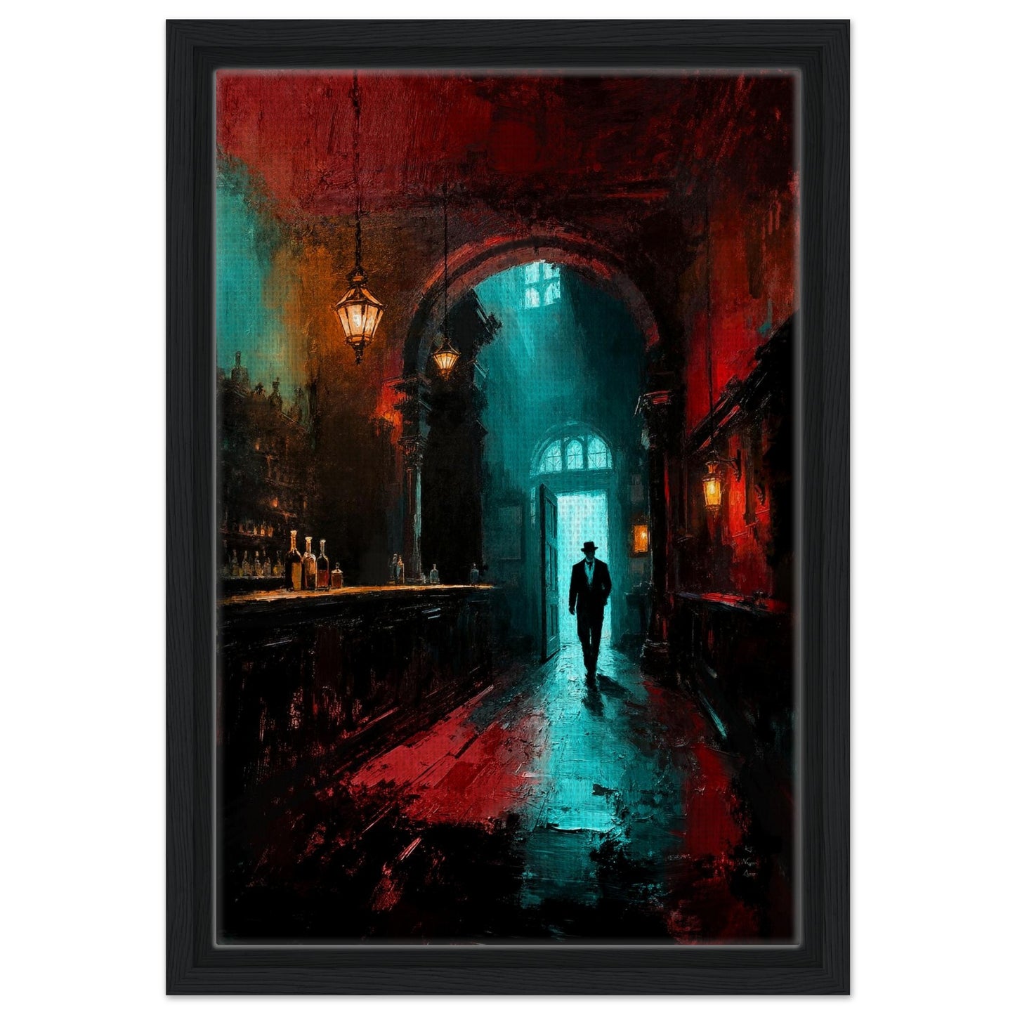 Speakeasy 1920s Bar Art Poster Print 30x45 cm 12x18″ Framed Canvas Black Wood Frame