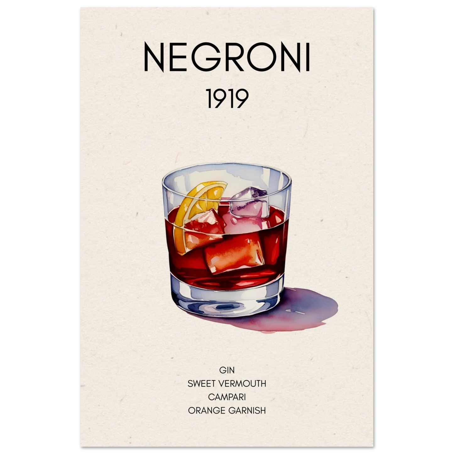Negroni Cocktail Bar Poster Print No Frame 30x45 cm 12x18″ Museum-Quality Matte Paper Poster