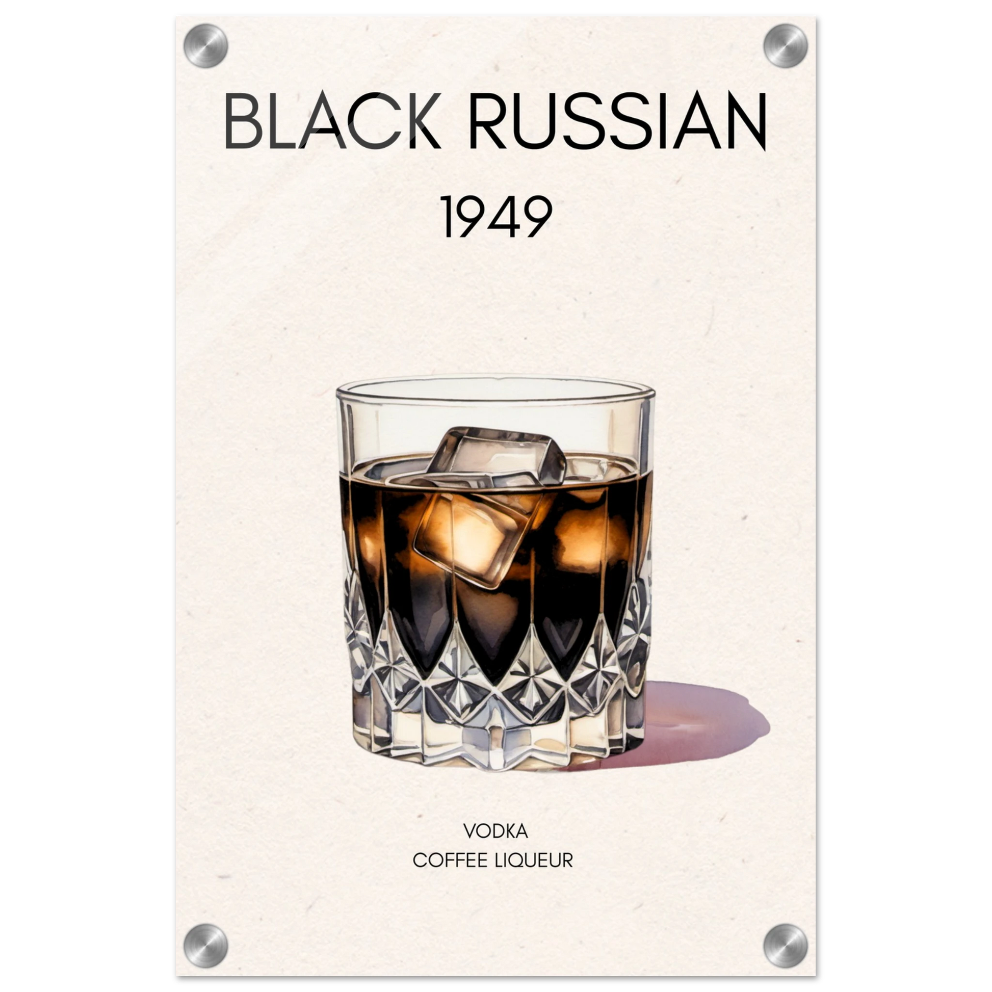 Black Russian Cocktail Bar Art Print No Frame 30x45 cm 12x18″ Sleek Acrylic Print