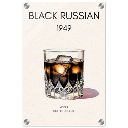 Black Russian Cocktail Bar Art Print No Frame 30x45 cm 12x18″ Sleek Acrylic Print