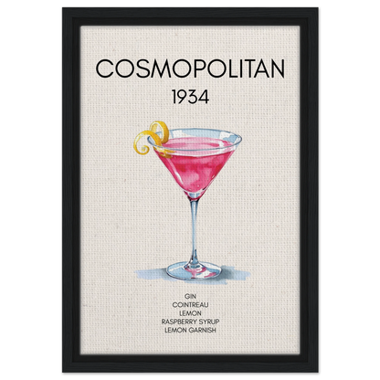 Cosmopolitan Cocktail Bar Art Print Black Wood Frame 30x45 cm 12x18″ Framed Canvas