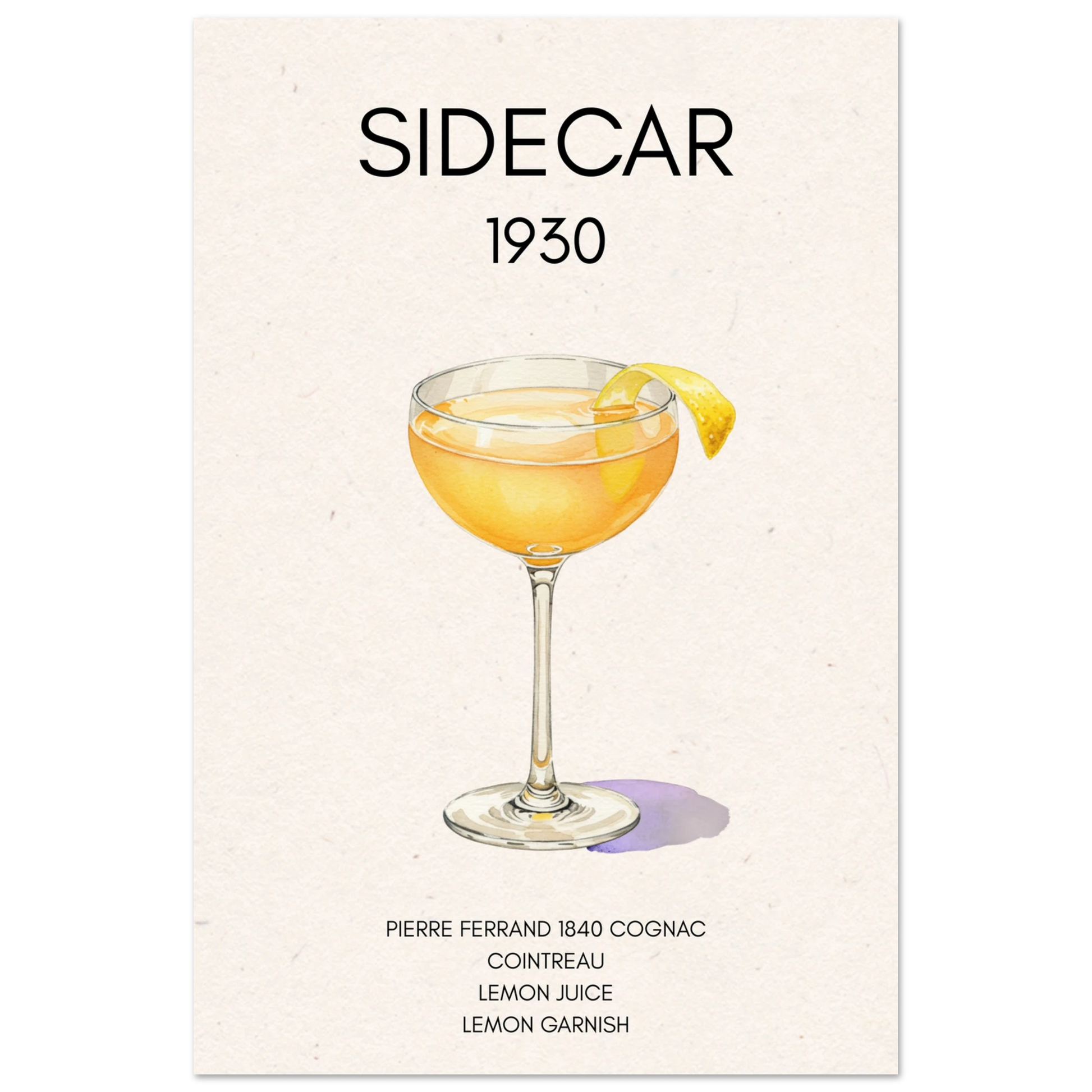Classic Sidecar Cocktail Bar Art Print No Frame 60x90 cm 24x36″ Premium Matte Paper Poster