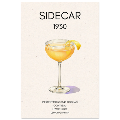 Classic Sidecar Cocktail Bar Art Print No Frame 60x90 cm 24x36″ Premium Matte Paper Poster
