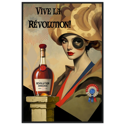 Vintage French Revolution Cognac Art Print Black Wood Frame 60x90 cm 24x36″ Classic Matte Paper Wooden Framed Poster