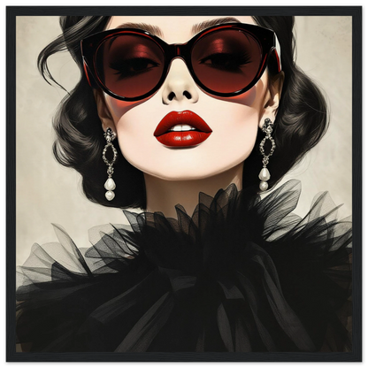 Paris Glam 80s Fashion Model Art Print 40x40 cm 16x16″ Museum-Quality Matte Wooden Framed Poster
