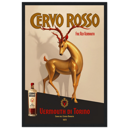 Art Deco Golden Deer Cocktail Bar Poster Print 30x45 cm 12x18″ Museum-Quality Matte Paper Wooden Framed Poster Black Wood Frame