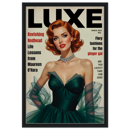 Maureen O'Hara Vintage Fashion Art Poster Print Black Wood Frame 50x75 cm 20x30″ Framed Canvas