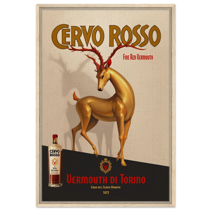 Art Deco Golden Deer Cocktail Bar Poster Print 60x90 cm 24x36″ Framed Canvas Light Wood Frame