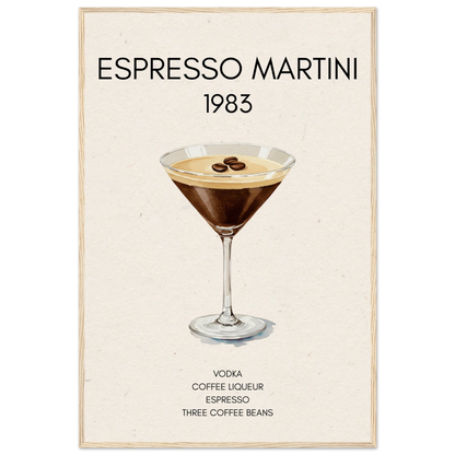 Espresso Martini Cocktail Bar Poster Print Light Wood Frame 60x90 cm 24x36″ Museum-Quality Matte Paper Wooden Framed Poster