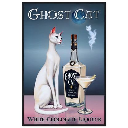 White Cat Chocolate Martini Cocktail Bar Art Print 60x90 cm 24x36″ Museum-Quality Matte Paper Wooden Framed Poster Black Wood frame