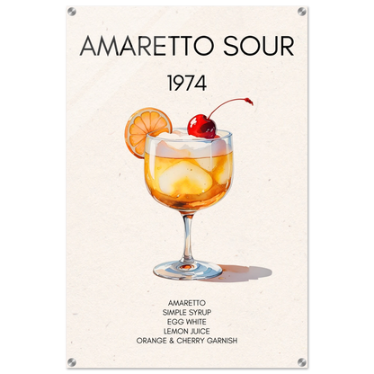 Amaretto Sour Cocktail Bar Art Print No Frame 60x90 cm 24x36″ Sleek Acrylic Print