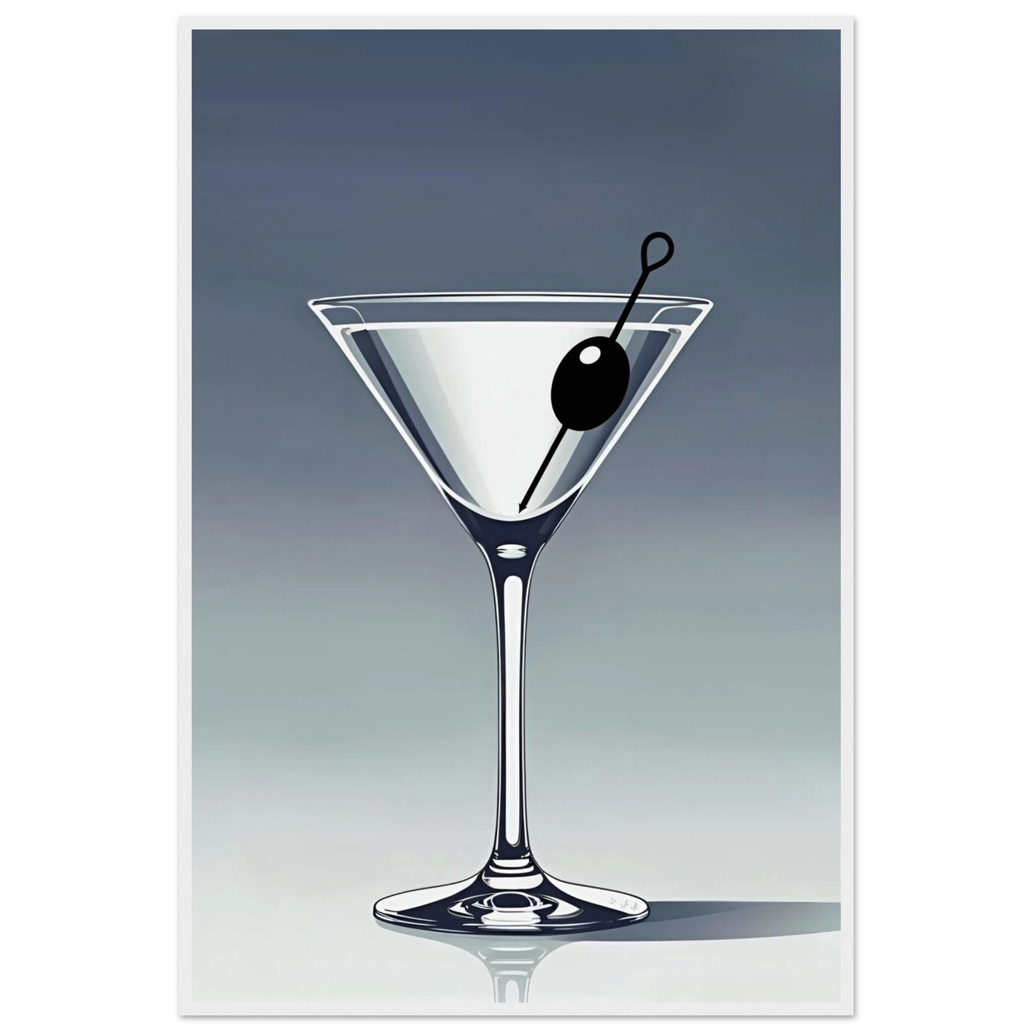 Retro Martini Cocktail Bar Art Print 60x90 cm 24x36″ Classic Matte Paper Wooden Framed Poster White Wood Frame