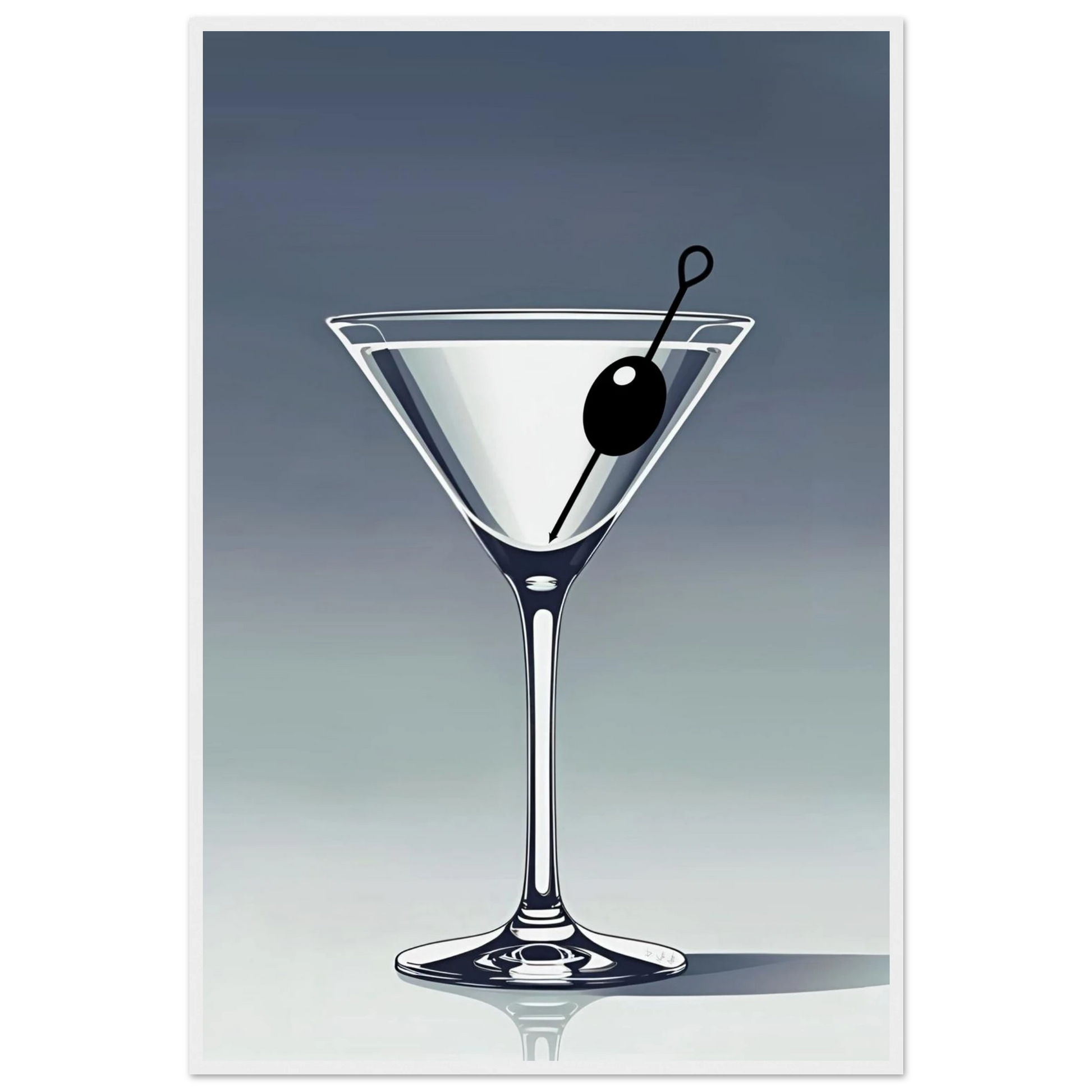 Retro Martini Lounge Cocktail Bar Art Print 60x90 cm 24x36″ Classic Matte Paper Wooden Framed Poster White Wood Frame
