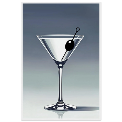Retro Martini Lounge Cocktail Bar Art Print 60x90 cm 24x36″ Classic Matte Paper Wooden Framed Poster White Wood Frame
