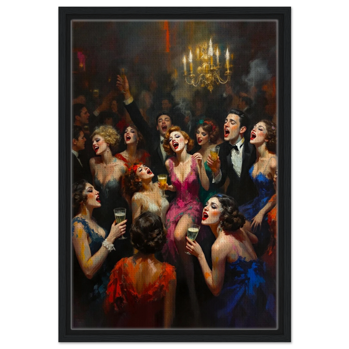 Gatsby 1920s Art Deco Speakeasy Art Print 40x60 cm 16x24″ Framed Canvas Black Wood Frame