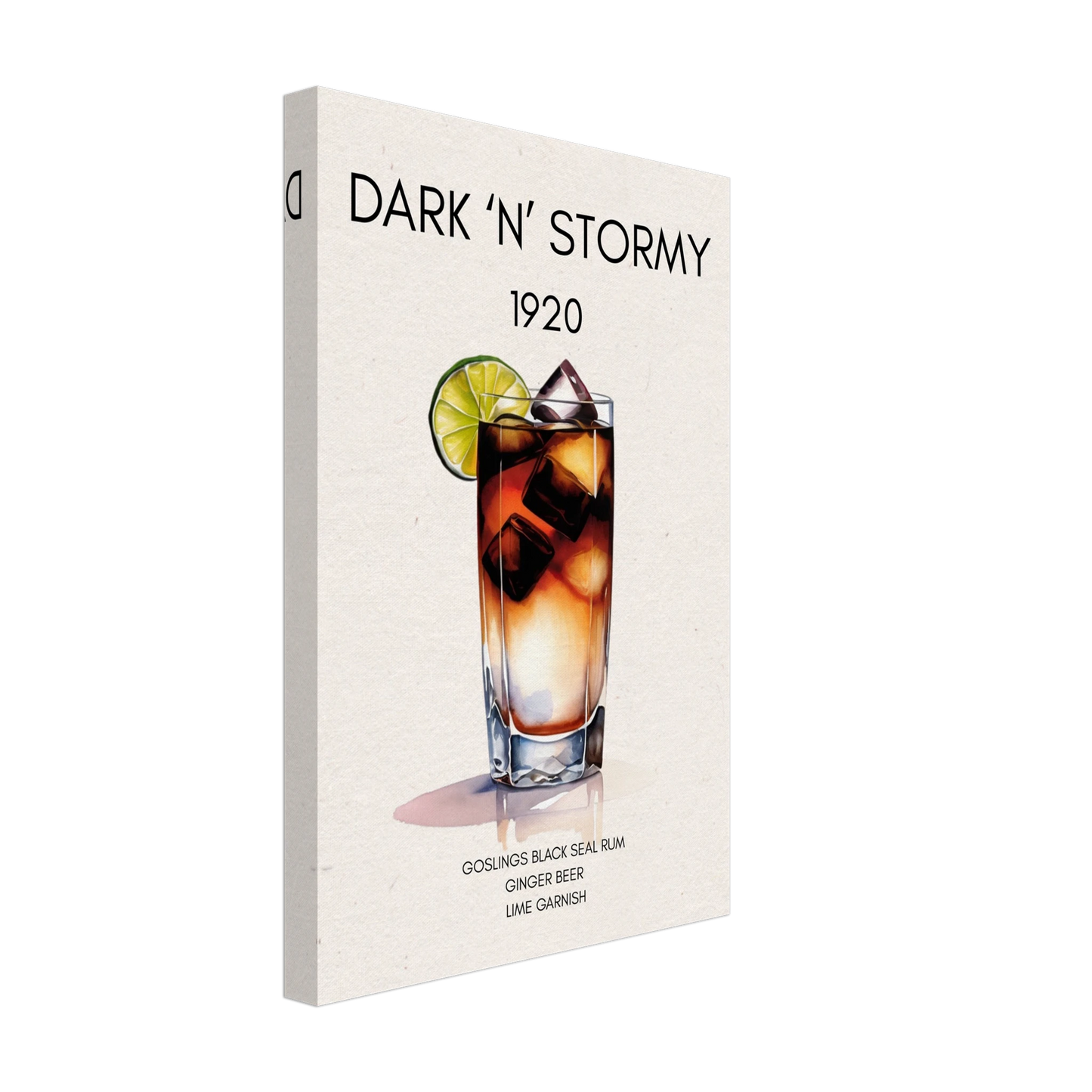 Dark n Stormy Cocktail Drink Bar Art Print No Frame 30x45 cm 12x18″ Gallery Wrapped Canvas