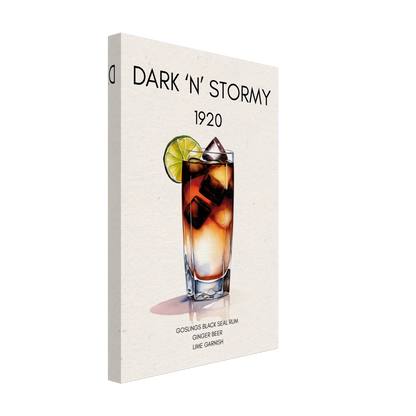 Dark n Stormy Cocktail Drink Bar Art Print No Frame 30x45 cm 12x18″ Gallery Wrapped Canvas