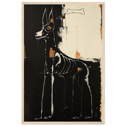 X-ray Skeleton Dog Abstract Art Poster Print 40x60 cm 16x24″ Museum-Quality Matte Paper Wooden Framed Poster Light Wood Frame