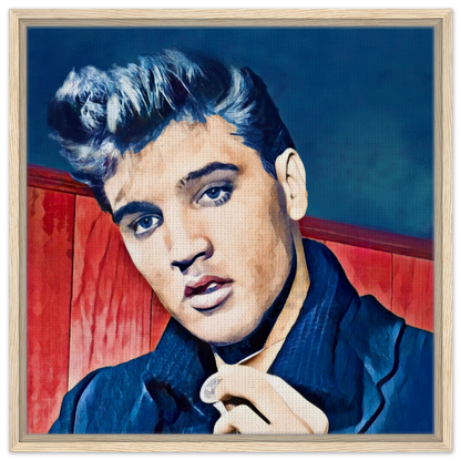 Young Elvis Presley Art Print Light Wood Frame 60x60 cm 24x24″ Framed Canvas