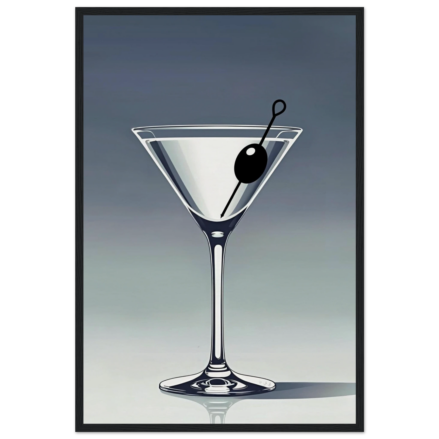 Retro Martini Cocktail Bar Art Print 40x60 cm 16x24″ Museum-Quality Matte Paper Wooden Framed Poster Black Wood Frame