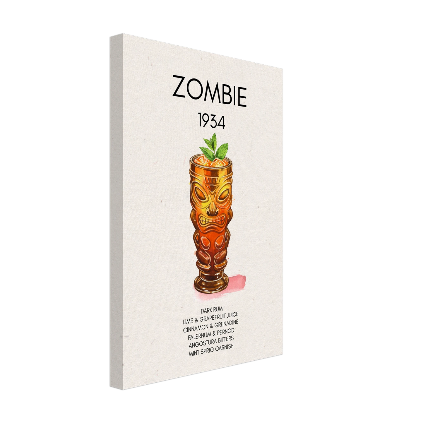 Zombie Tiki Cocktail Bar Poster Print No Frame 30x45 cm 12x18″ Gallery Wrapped Canvas