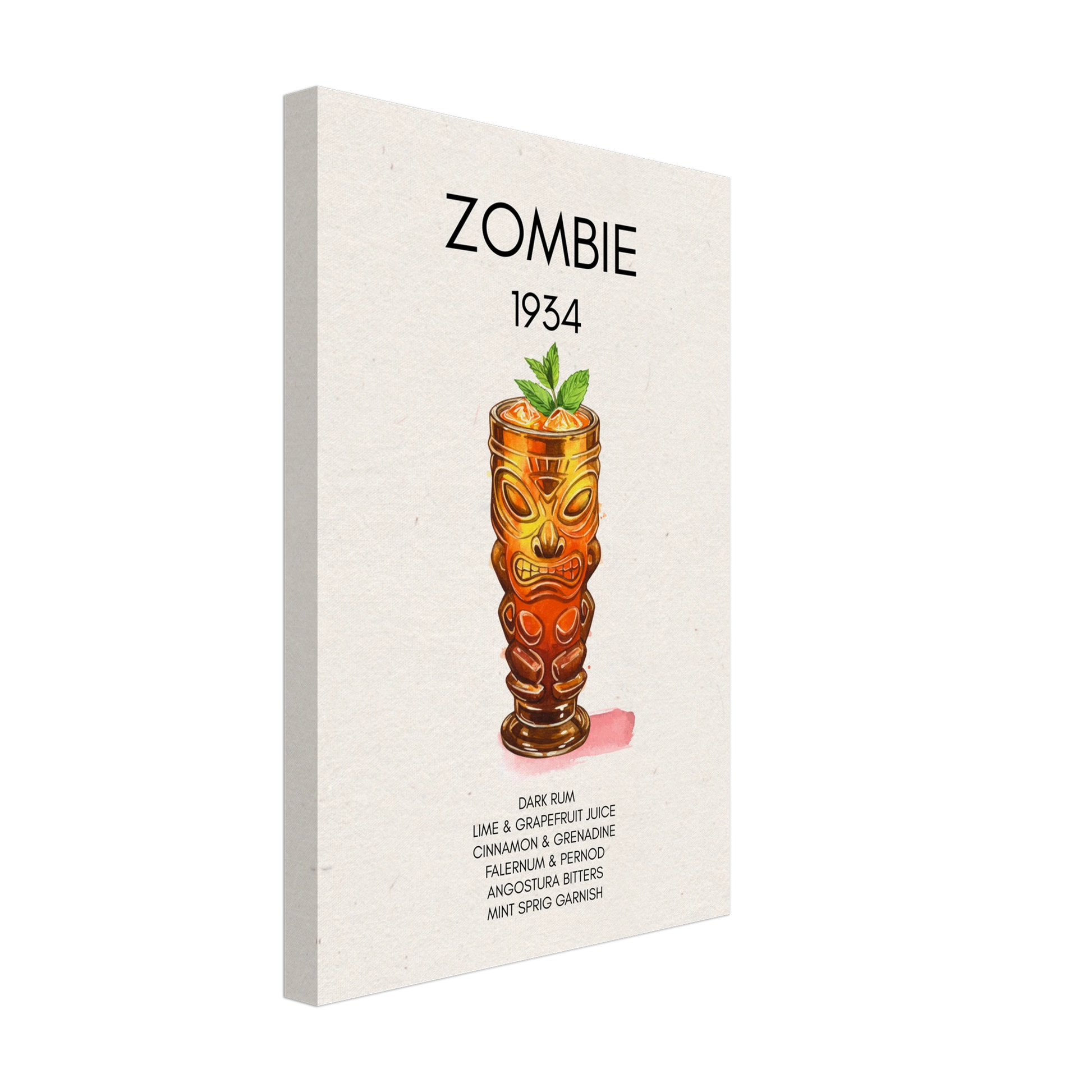 Zombie Tiki Cocktail Bar Art Print No Frame 30x45 cm 12x18″ Gallery Wrapped Canvas